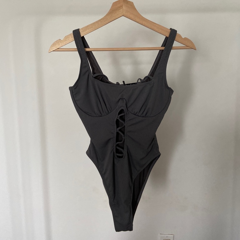Icon Swim Grey One Piece Swimsuit with cutouts